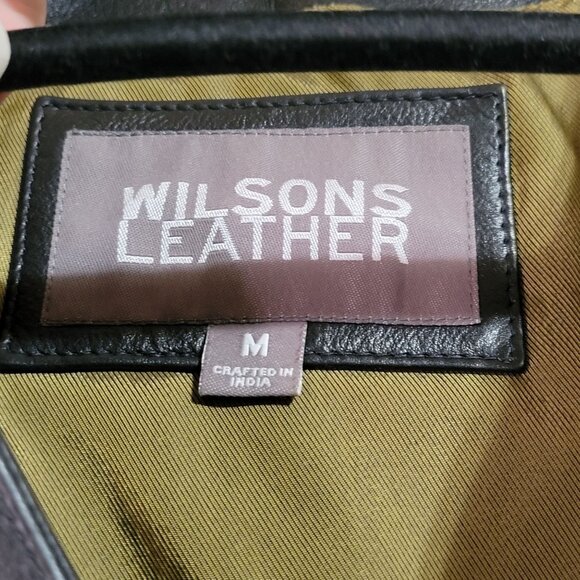 Wilsons Leather Men's M Medium Black Leather Biker Motorcycle Vest Snap Closure - Picture 3 of 11